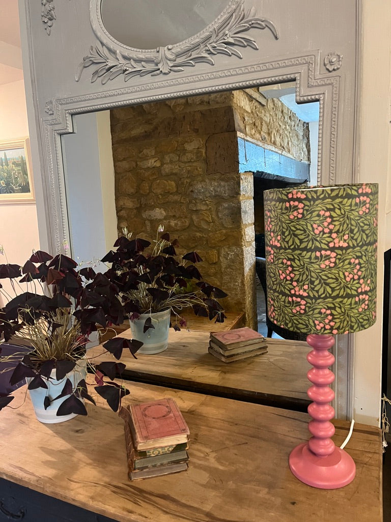 William Morris inspired Pink & Green lampshade -suzie-catlin-designs