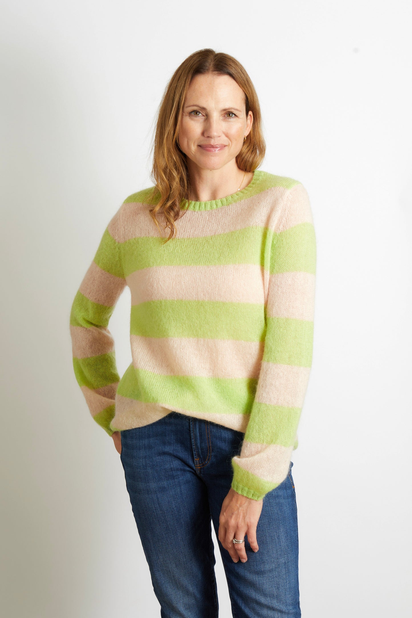 Sasha Colourful Striped Jumper in Aqua Blue and Turquoise