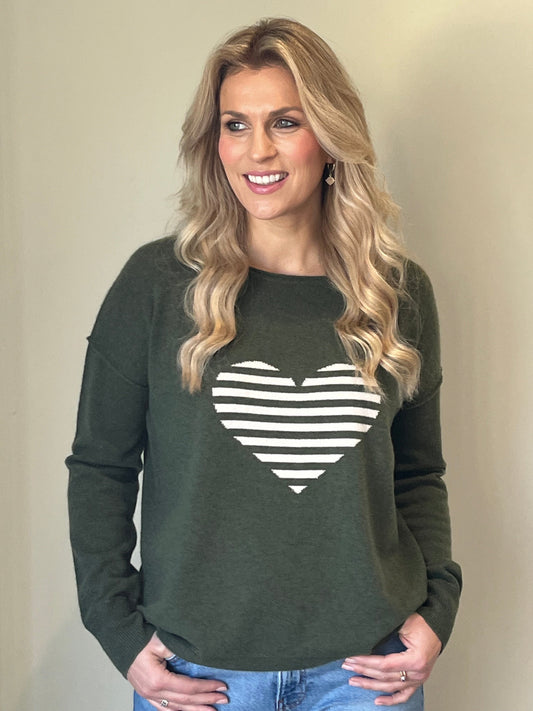 ONLY ONE LEFT - Relaxed crew neck sweater with intarsia heart