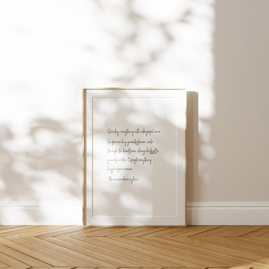 The Universe Has a Plan Handwritten Fine Art Print
