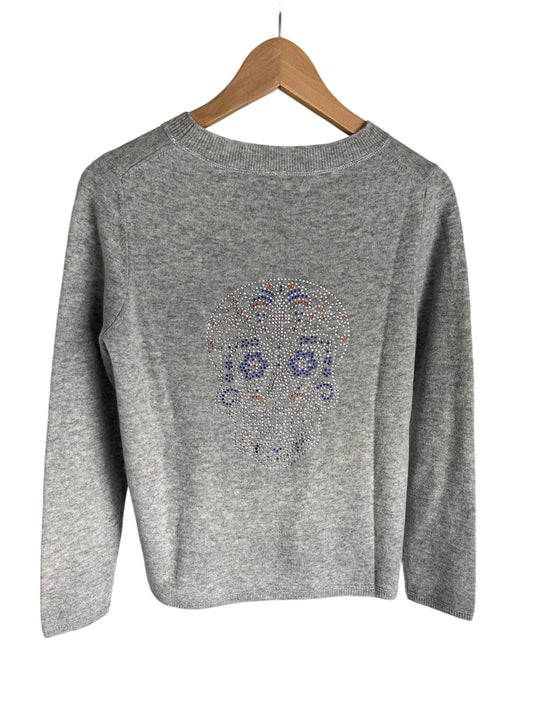 ONLY ONE LEFT - Grey boxy crew neck with "Day of the Dead" diamante back